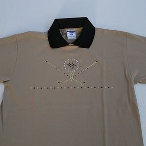 Polo Style Golf Shirt Women Medium Rhinestone Bedazzled Embellished